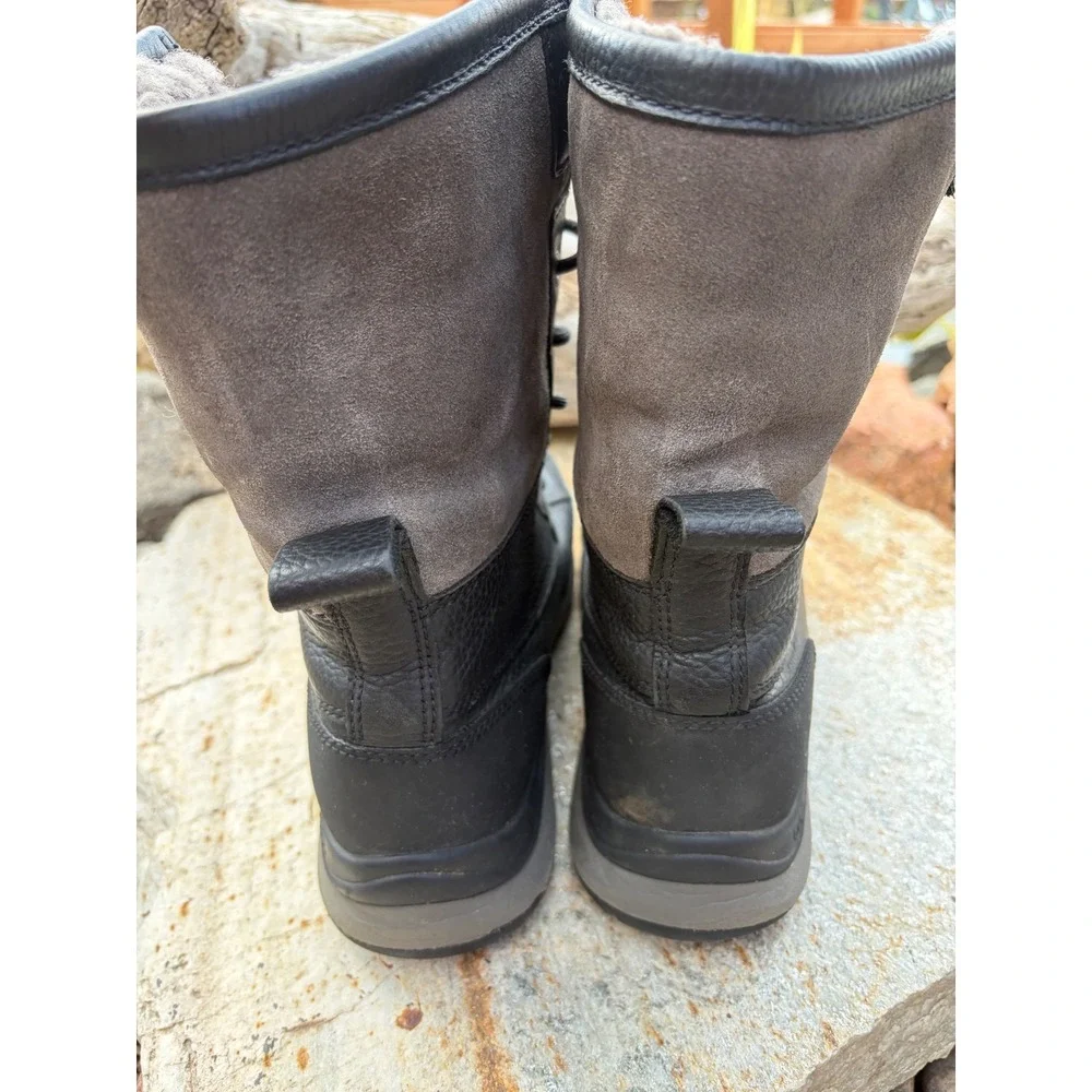 UGG Adirondack III Waterproof Winter Boots Black Leather Sheepskin 1095141